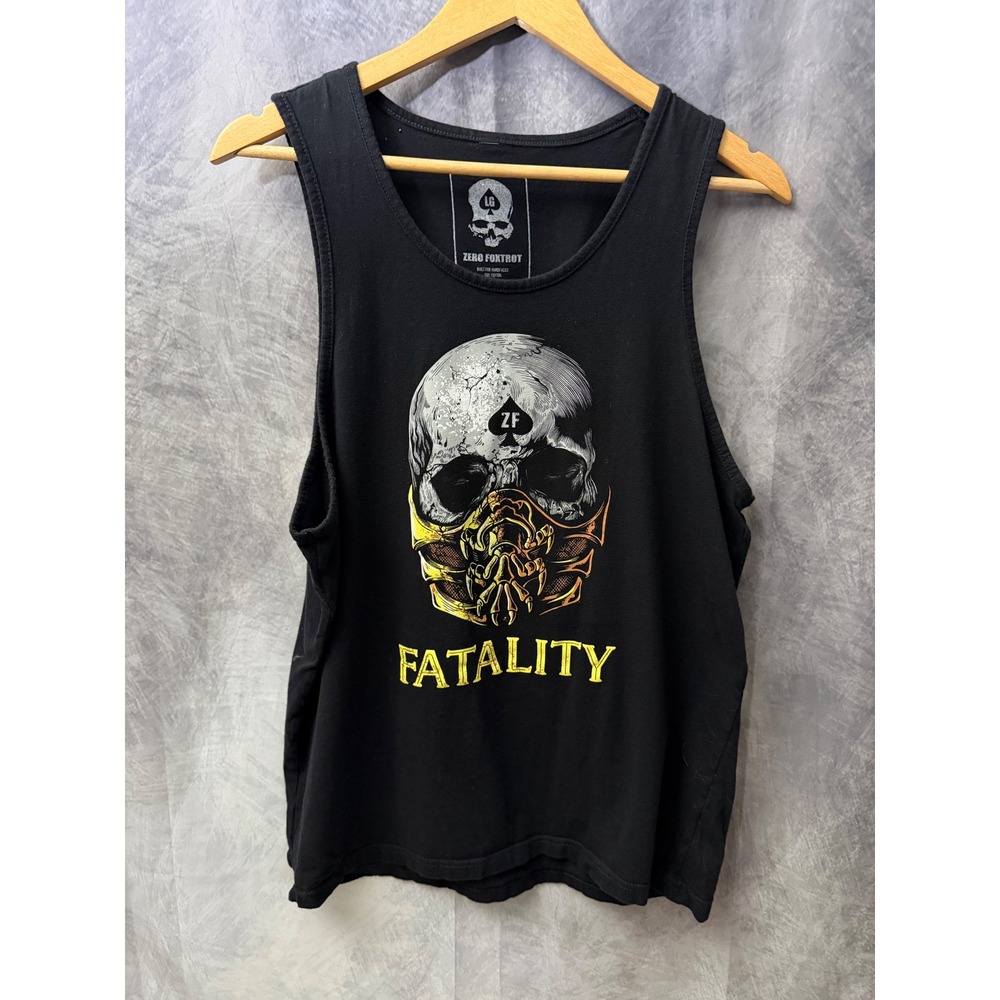 Zero Foxtrot Fatality Mortal Kombat Tank Mens Large Black Graphic Muscle Shirt